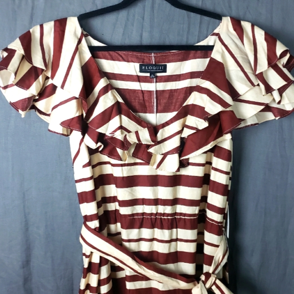 NWT Eloquii Double Ruffle Stripe Maxi Dress